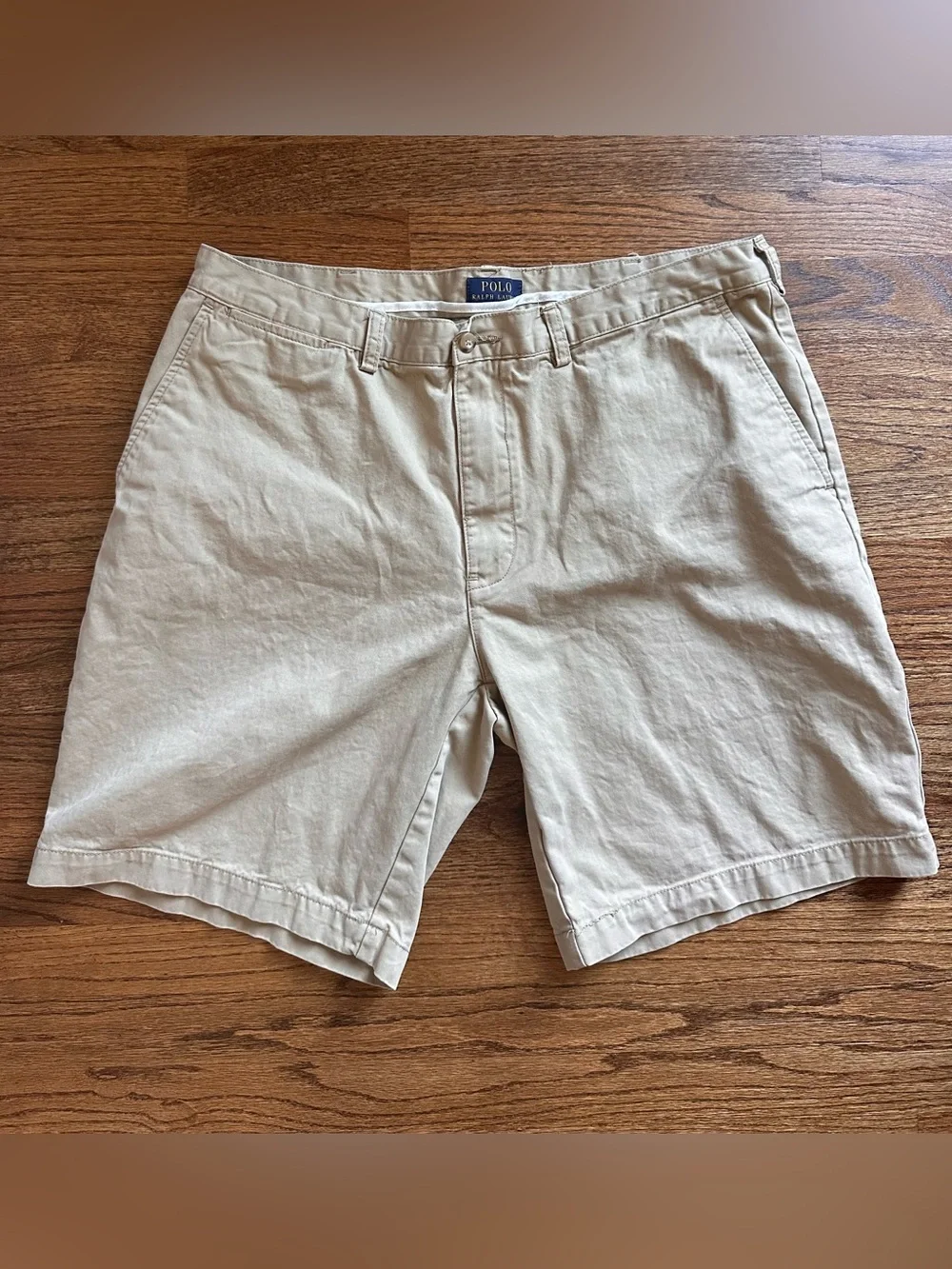 Polo Ralph Lauren Shorts Mens 38 Classic Fit Chino Flat Front Khaki w 9